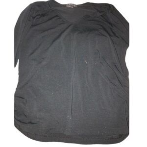 Studio XL black V-neck long sleeve, slimming shirred sides